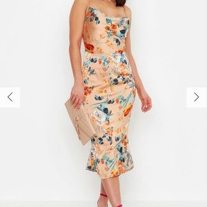 Satin cowl neck midi dress